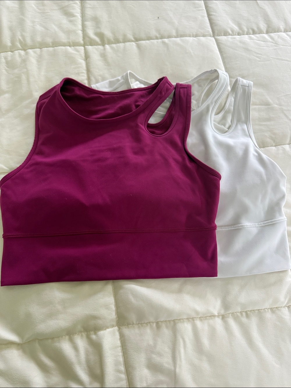 lululemon athletica Plum and White Sports Bra Duo